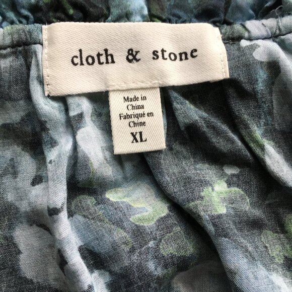 CLOTH & STONE Anthropologie MultiColor Floral Print Tie Collar Button Shirt - Picture 2 of 12